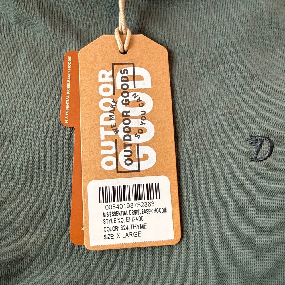 Duck Camp Mens Essential Drirelease Hoodie Thyme Green XL EH2400 New - Picture 5 of 12